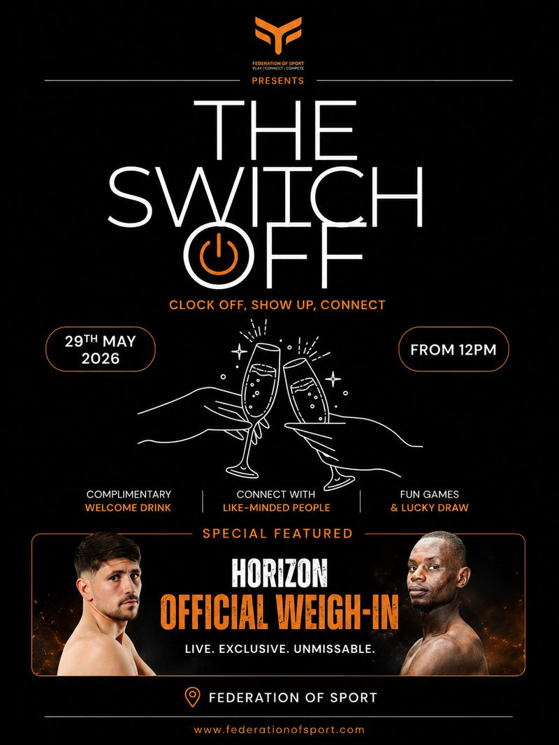 The Switch Off x Horizon Official Weigh-In is where relaxed networking meets a live sporting moment